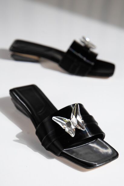 Serena Kelebek Tokalı Terlik  Siyah 4