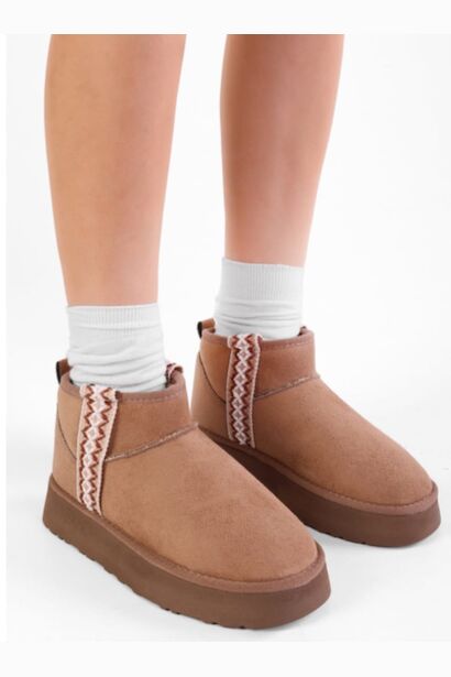 Teel Içi Kürklü Mini Süet Kışlık Taban Bot & Bootie 