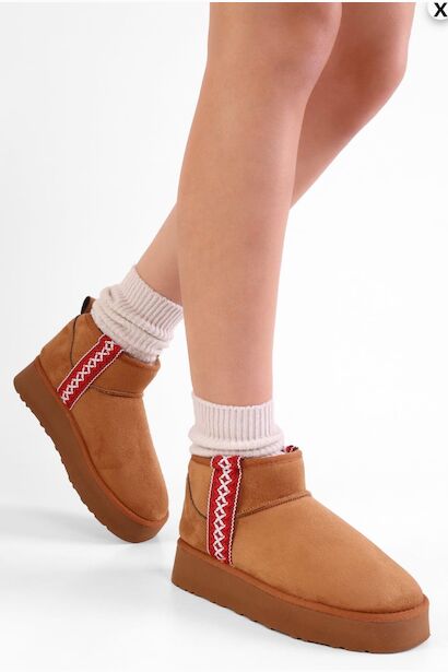 Teel Içi Kürklü Mini Süet Kışlık Taban Bot & Bootie 