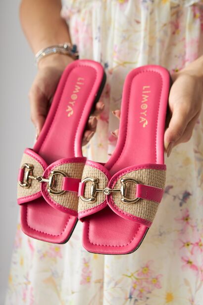 Elanor Tokalı Düz Tabanlı Kadın Terlik  Fuşya