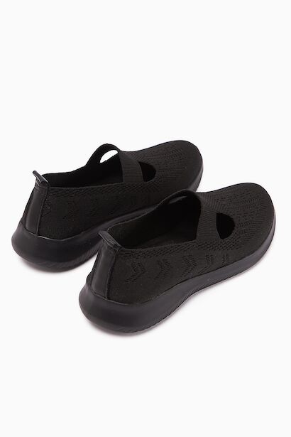 Flexor Kadın Hakiki Deri Ortopedik Taban Triko Günlük Spor Ayakkabı  Siyah 4