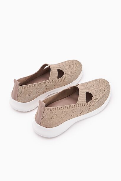 Flexor Kadın Hakiki Deri Ortopedik Taban Triko Günlük Spor Ayakkabı  Nud 4