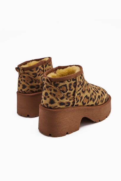 Classic Ultra Mini New Heights Kısa Bilek Içi Kürklü Platform Taban Günlük Bot  Leopar 4