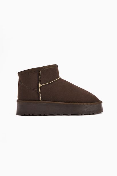 Teel Içi Kürklü Mini Süet Kışlık Taban Bot & Bootie 