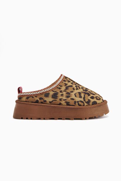 Ceel Içi Kürklü Ultra Mini Süet Kışlık Taban Bot & Bootie  Leopar
