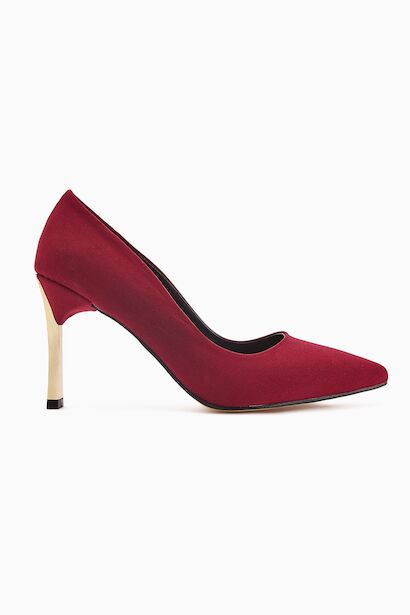 Stiletto Kadın Topuklu Ayakkabı Konforlu Vegan Deri Günlük Ve Özel Gün  Bordo