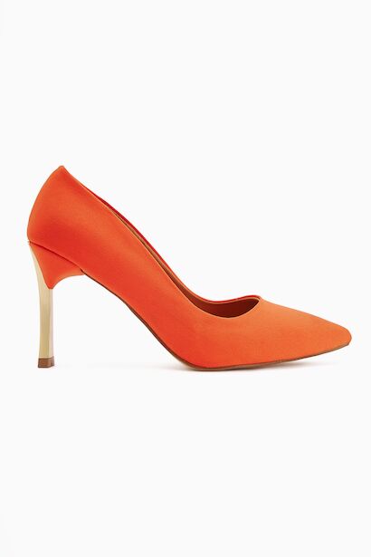Stiletto Kadın Topuklu Ayakkabı Konforlu Vegan Deri Günlük Ve Özel Gün  Turuncu