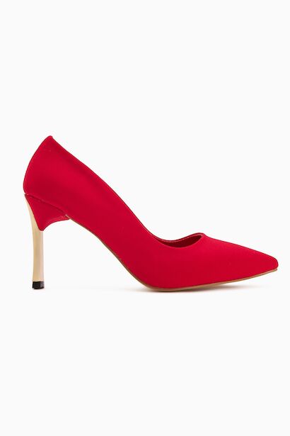 Stiletto Kadın Topuklu Ayakkabı Konforlu Vegan Deri Günlük Ve Özel Gün  Kırmızı