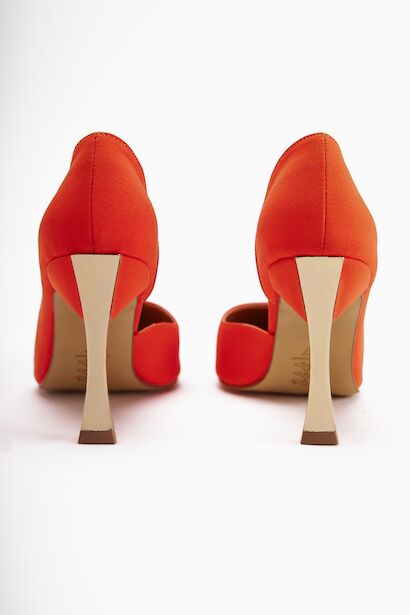 Kadın Topuklu Ayakkabı Stiletto Konforlu Günlük Ve Özel Günler Için Saten Vegan Deri  Turuncu 6