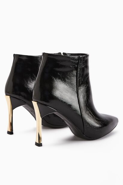 Sivri Burun İnce Altin Topuk Bot  Siyah 4