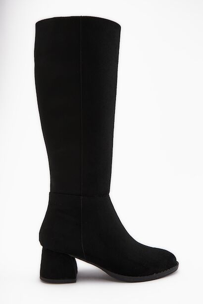 Kadın Fermuarlı Diz Altı Boy 5cm Topuklu Çizme 