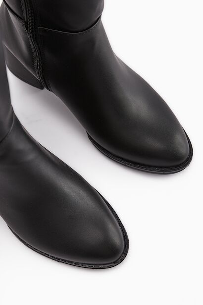 Kadın Fermuarlı Diz Altı Boy 5cm Topuklu Çizme  Siyah 6